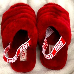 UGG Toddler Fluff Yeah Slide Red. Size 13. New with Box.